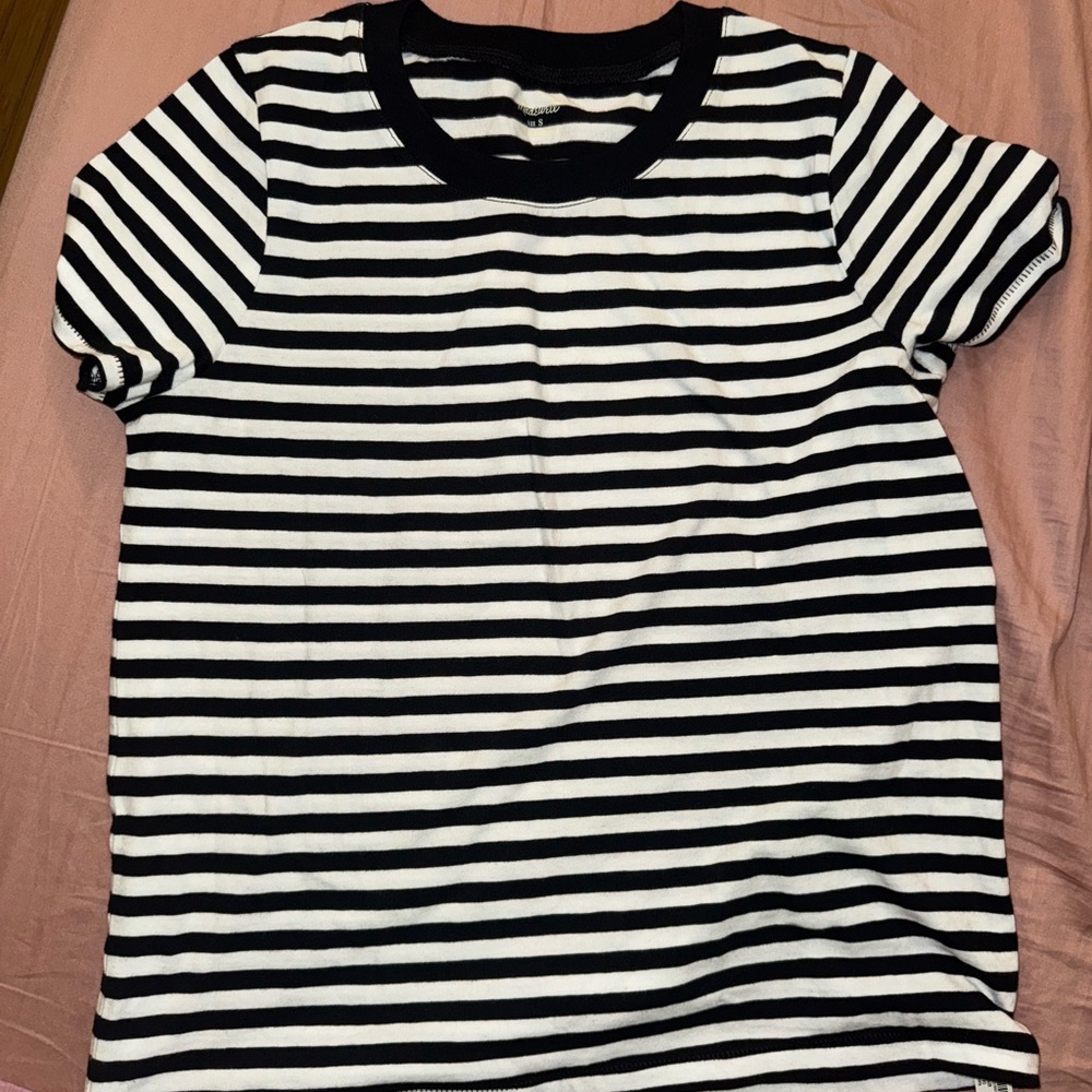 Brand New w/ Tags! Madewell Black and White Striped Short Sleeve Tee